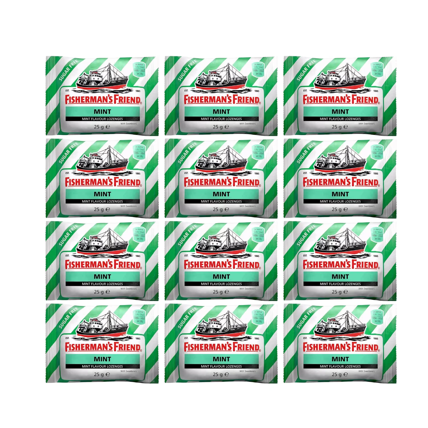 Fisherman's Friend Mint Sugar Free with Sweeteners 25g x 12 Packs