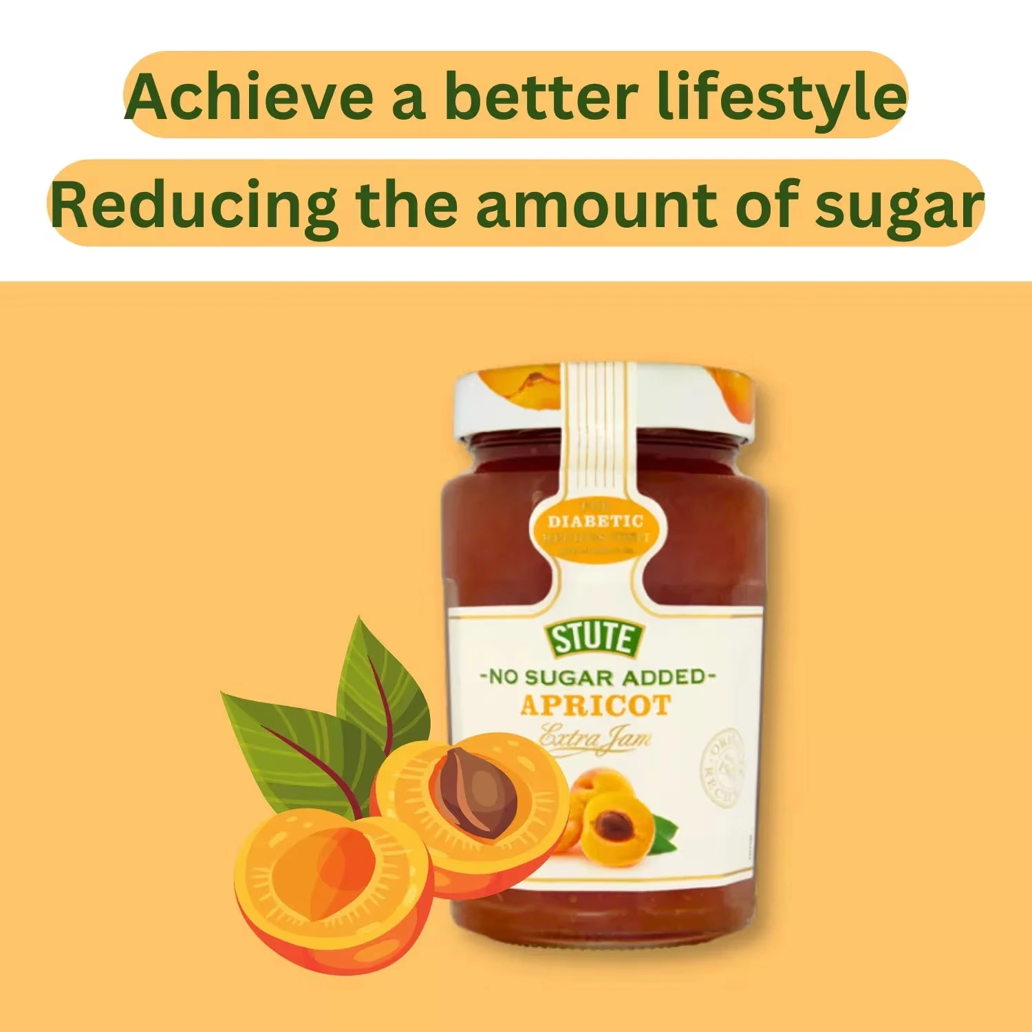 Stute Diabetic Apricot Extra Jam 430g x 2 Packs