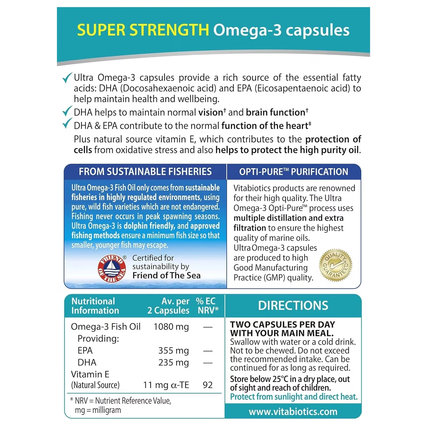Vitabiotics Ultra Omega-3 Fish Oils 60 Capsules