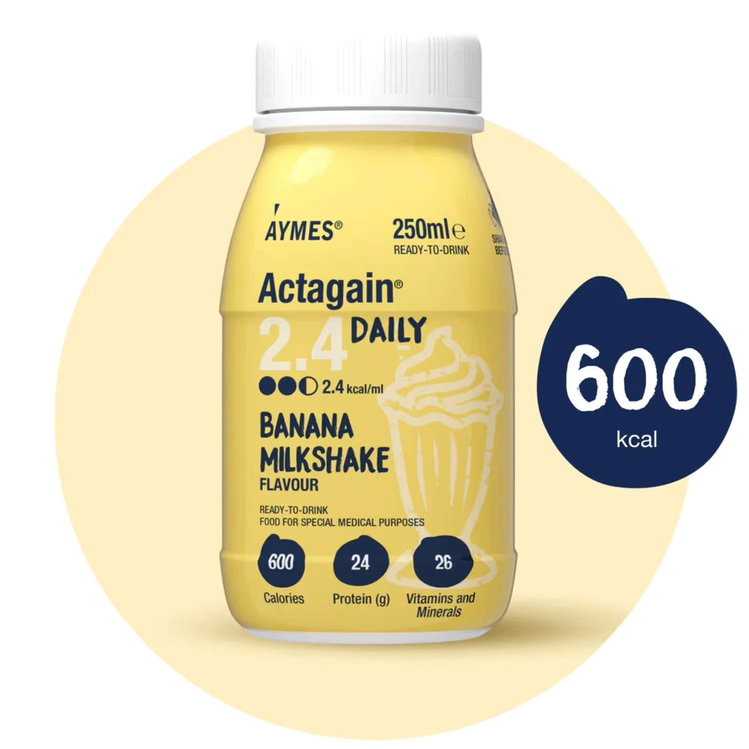Aymes Actagain 2.4 Daily Banana Milkshake 250ml x 6 Packs