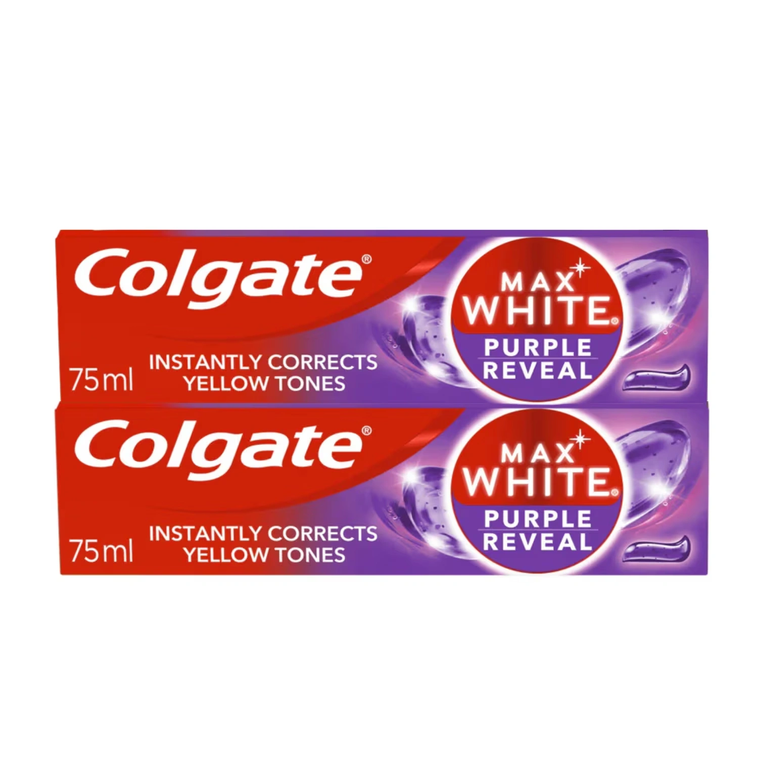 Colgate Max White Purple Reveal Toothpaste 75ml x 2 Pack