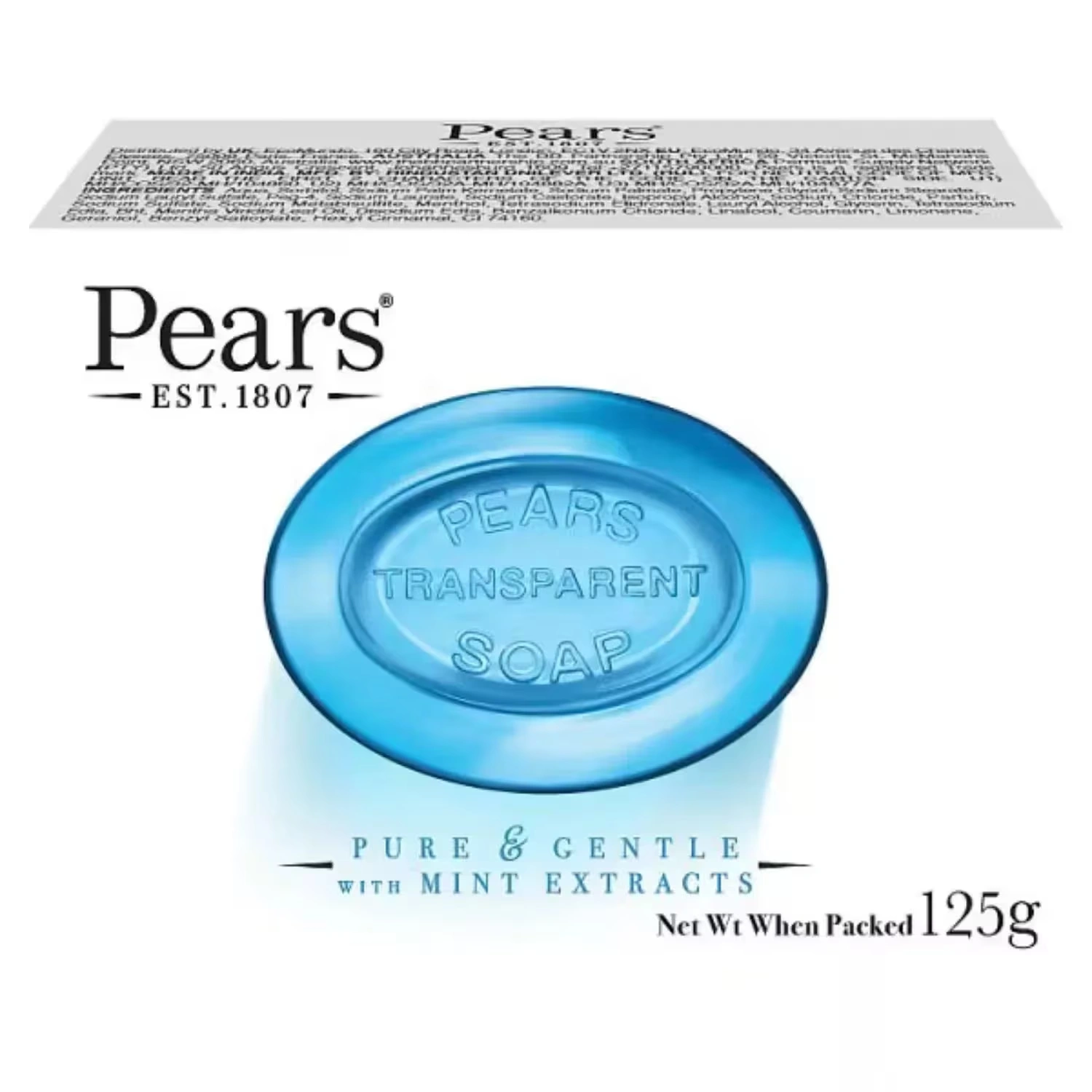 Pears Transparent Bar Soap Blue Mint 125g x 12 Packs