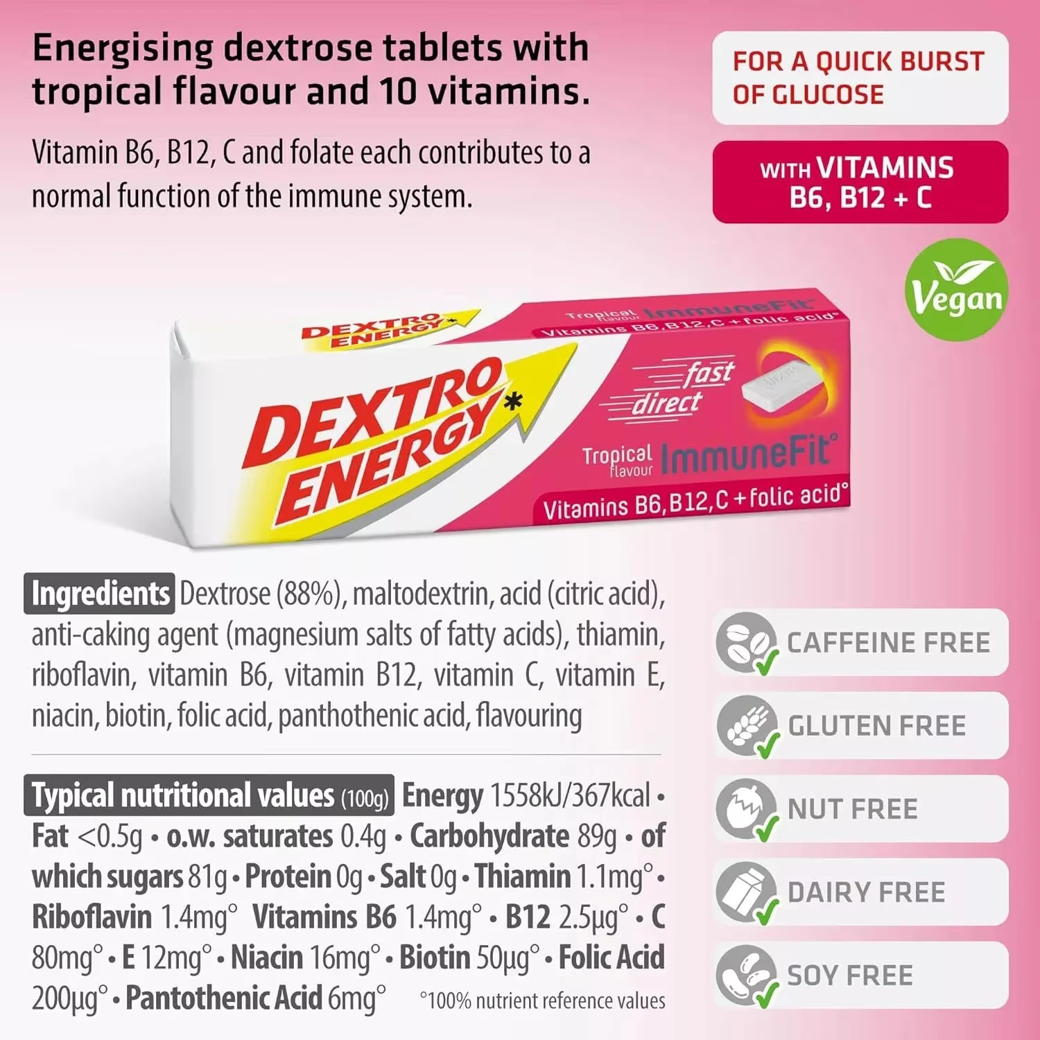 Dextro Energy Tablets Tropical Flavour 47g - Pack of 24