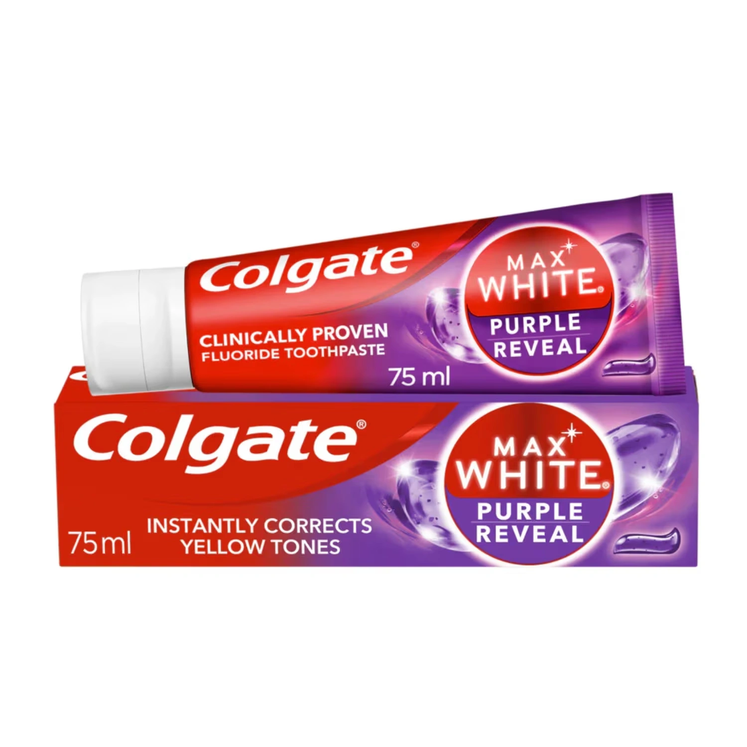 Colgate Max White Purple Reveal Toothpaste 75ml x 2 Pack