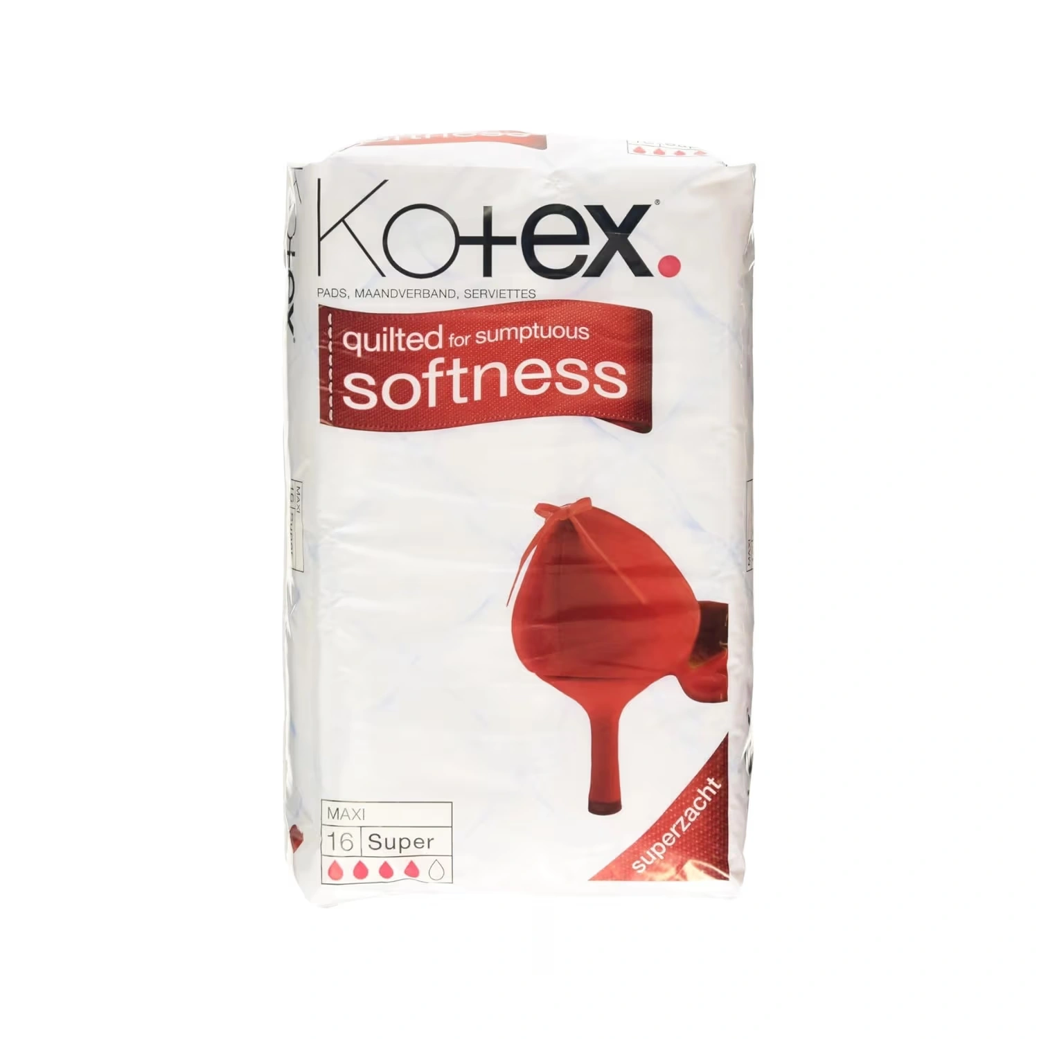 Kotex Maxi Super Pads 16 Count (Pack of 12)