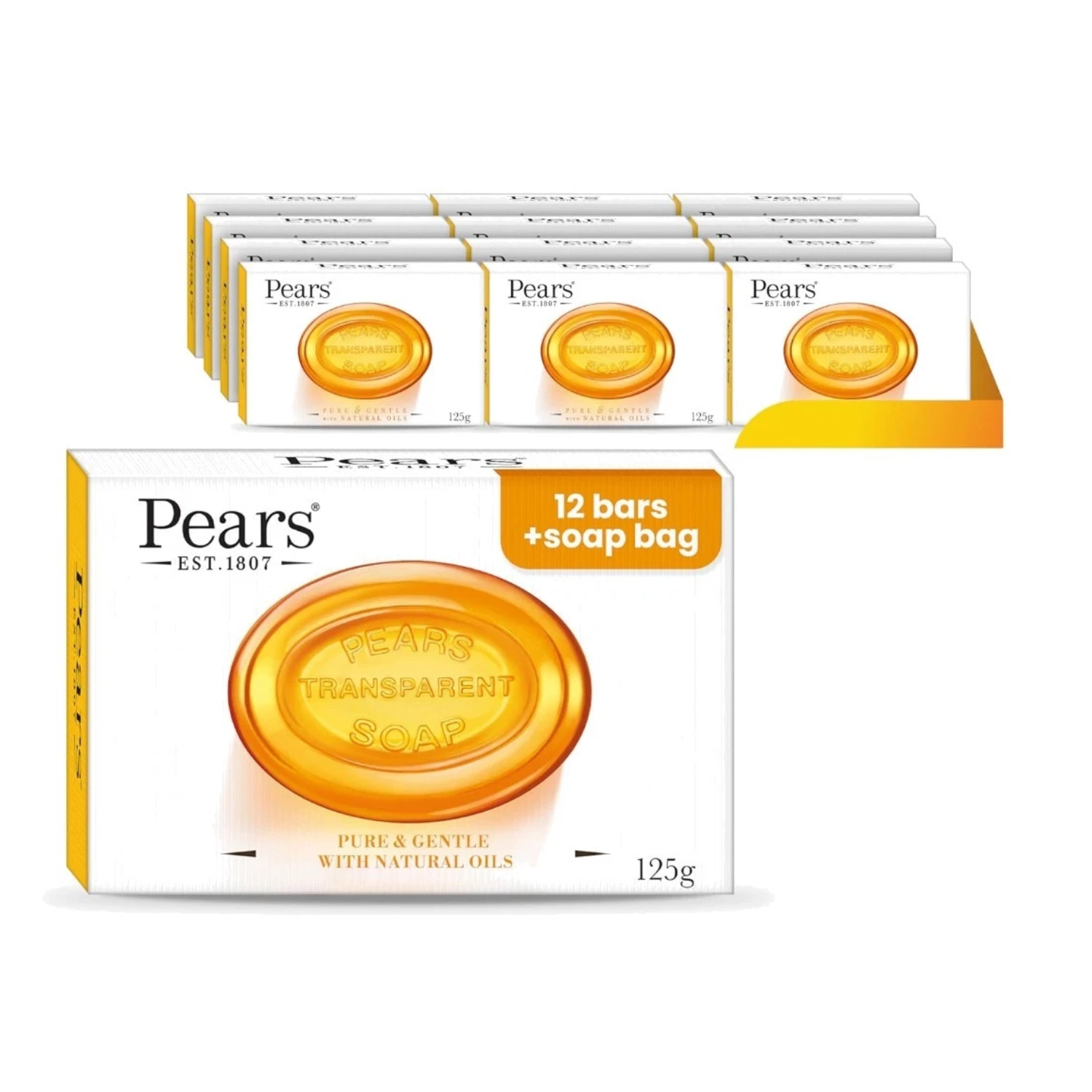Pears Transparent Amber Bar Soap 125g x 12 Packs