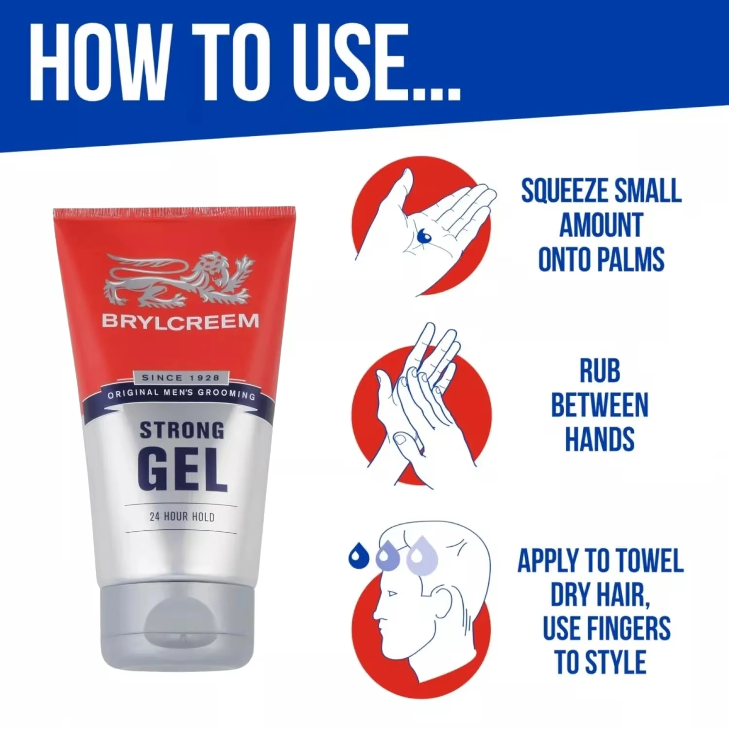 Brylcreem Strong 24 Hour Hold Gel 150ml x 6 Packs