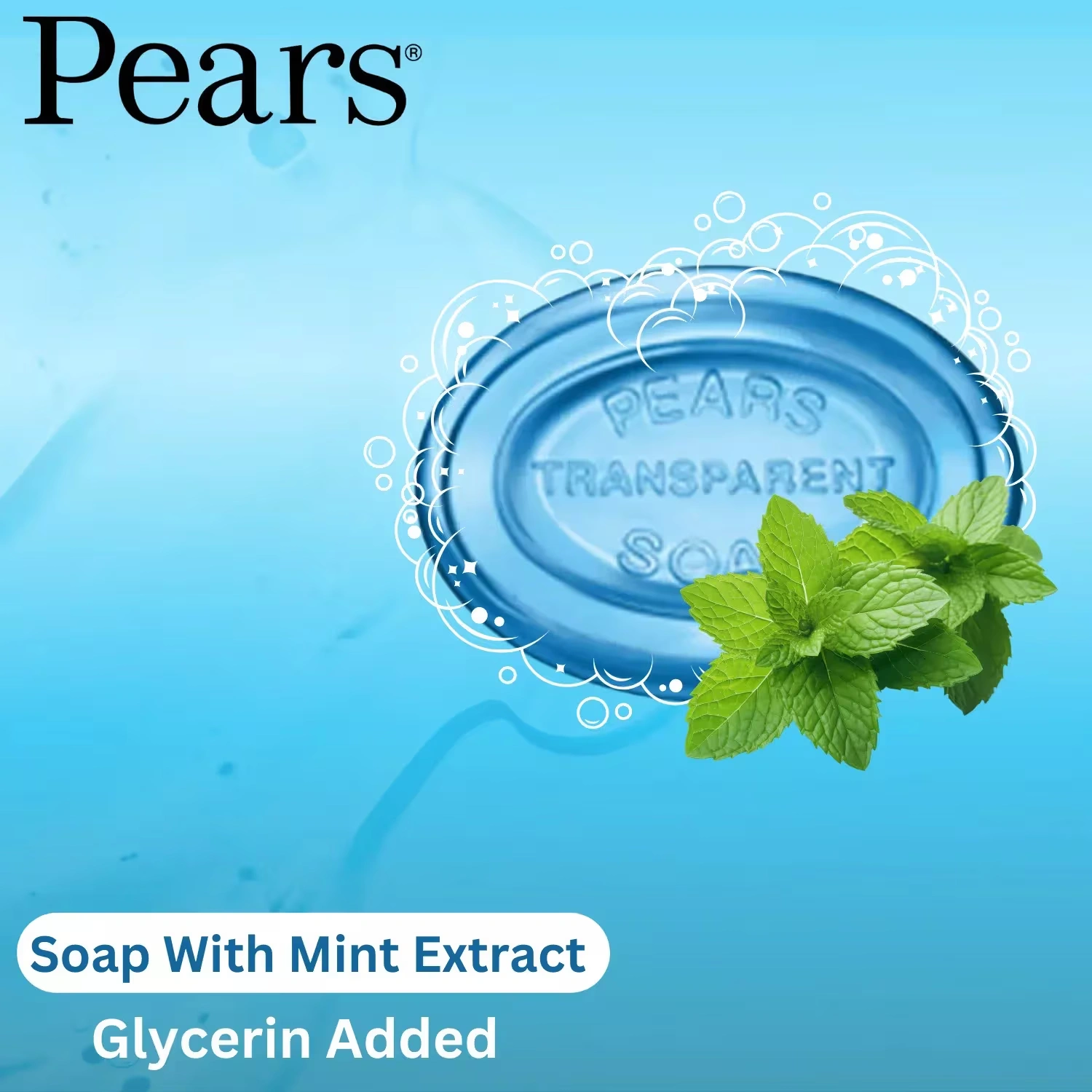 Pears Transparent Bar Soap Blue Mint 125g x 12 Packs