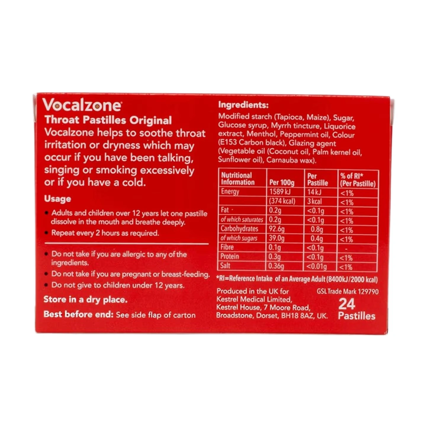 Vocalzone Original - 24 Throat Pastilles (Pack of 6)