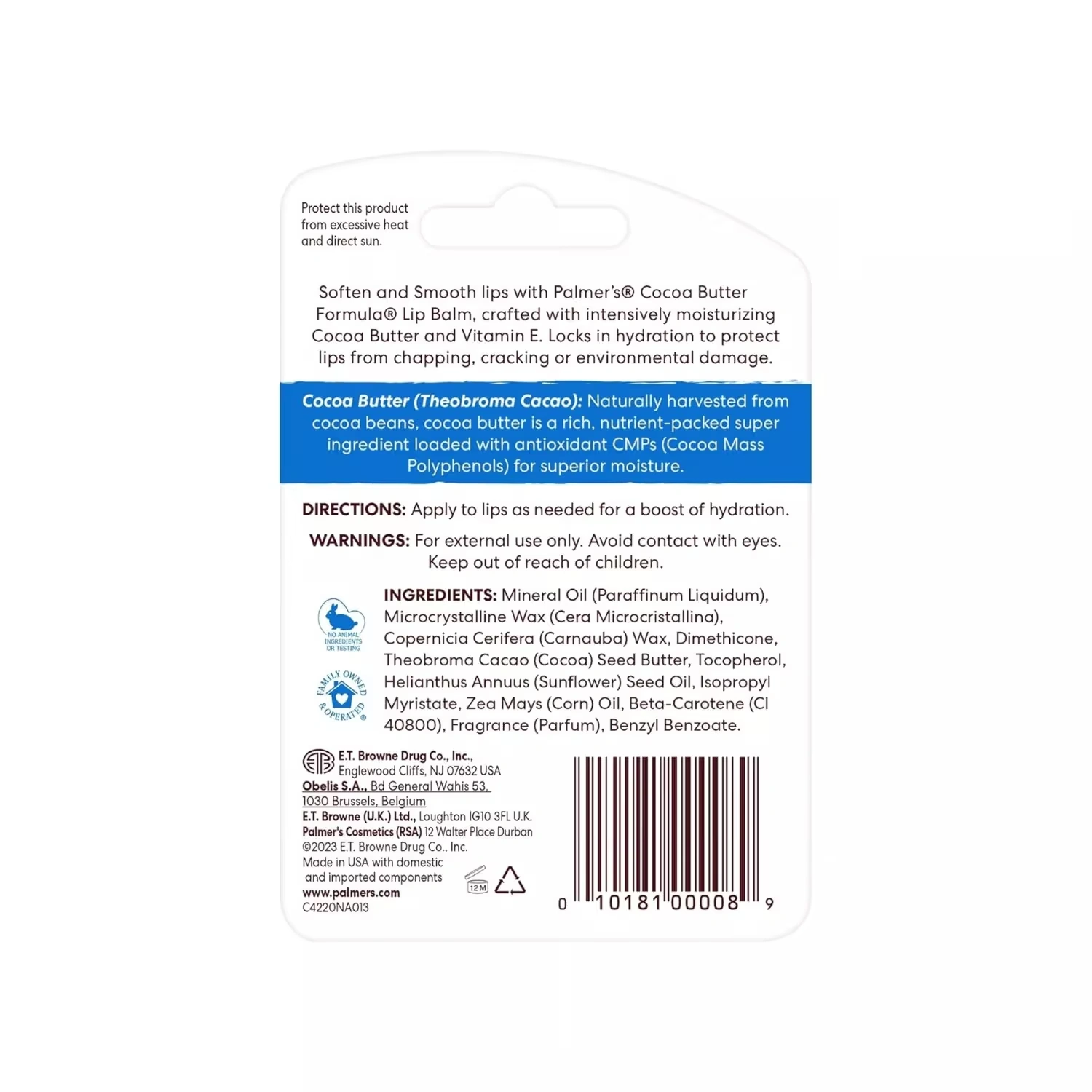 Palmers Cocoa Butter Formula Moisturizing Lip Balm SPF15, 4g x 6 Packs