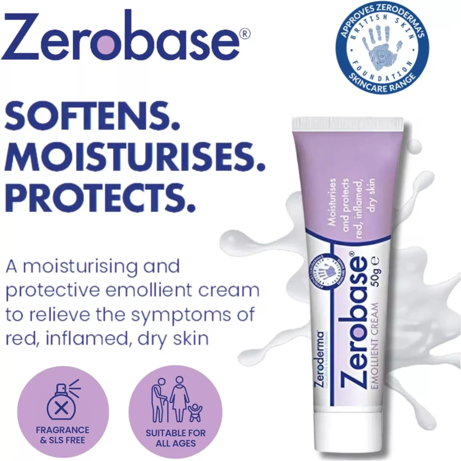 Zerobase Emollient Cream 50g x 3 Packs