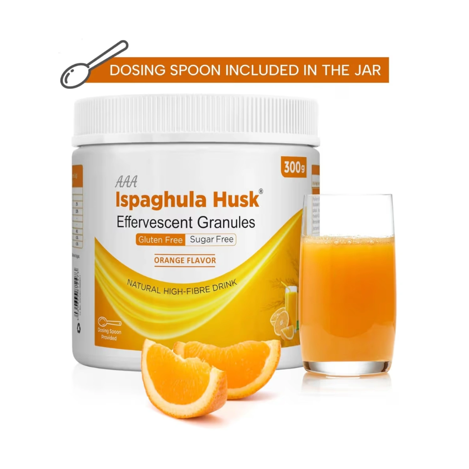 AAA Ispaghula Psyllium Husk Powder Orange Flavor 300g