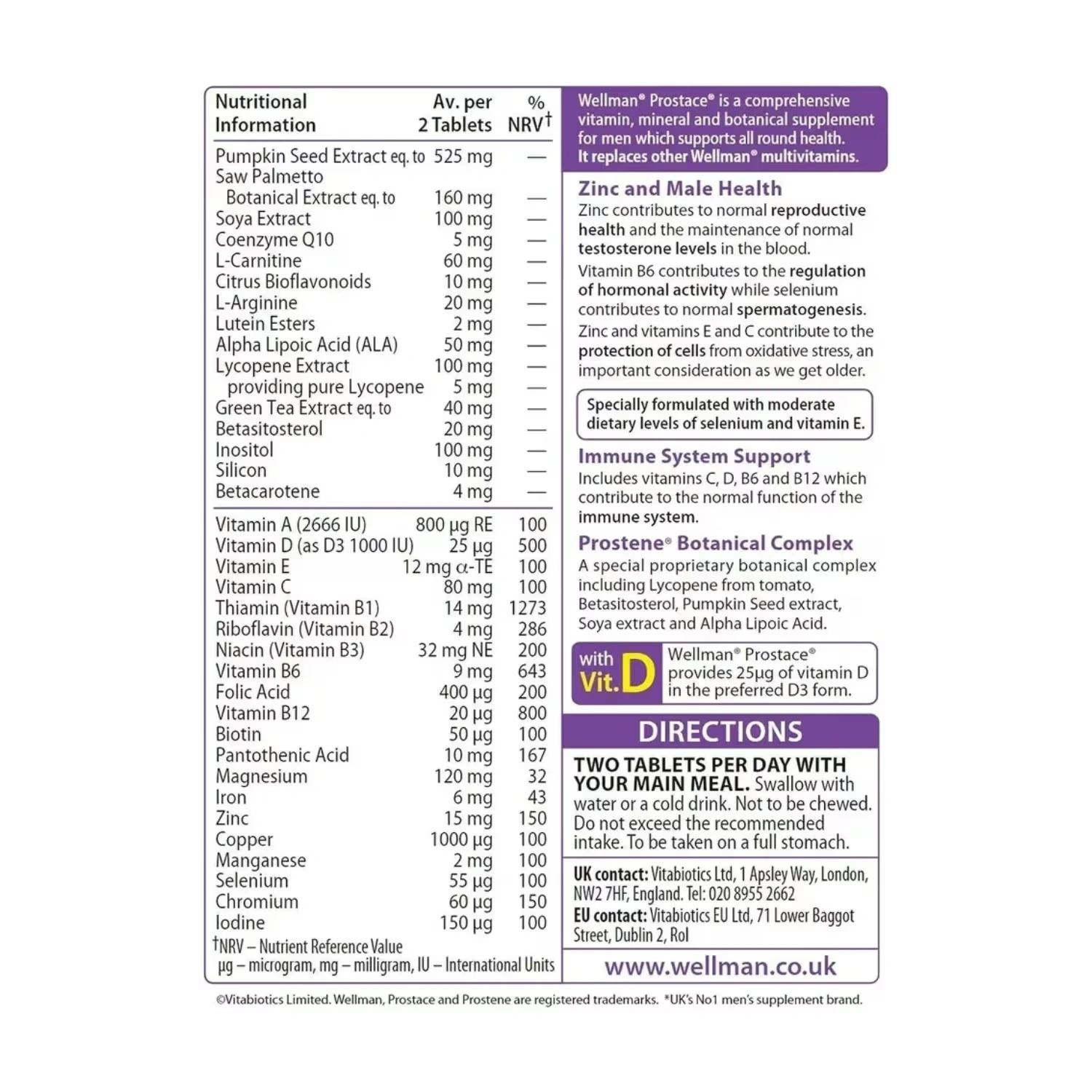 Vitabiotics Wellman Prostate 60 Tablets