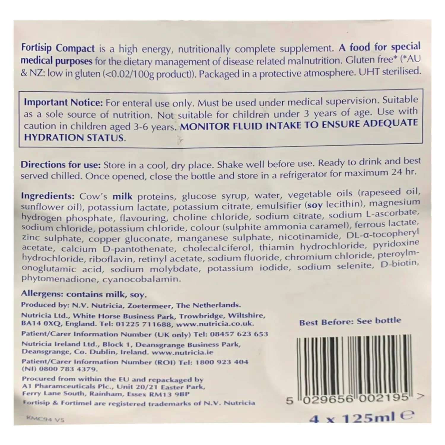 Fortisip Compact Mocha Flavour 4 x 125ml (Pack of 4)