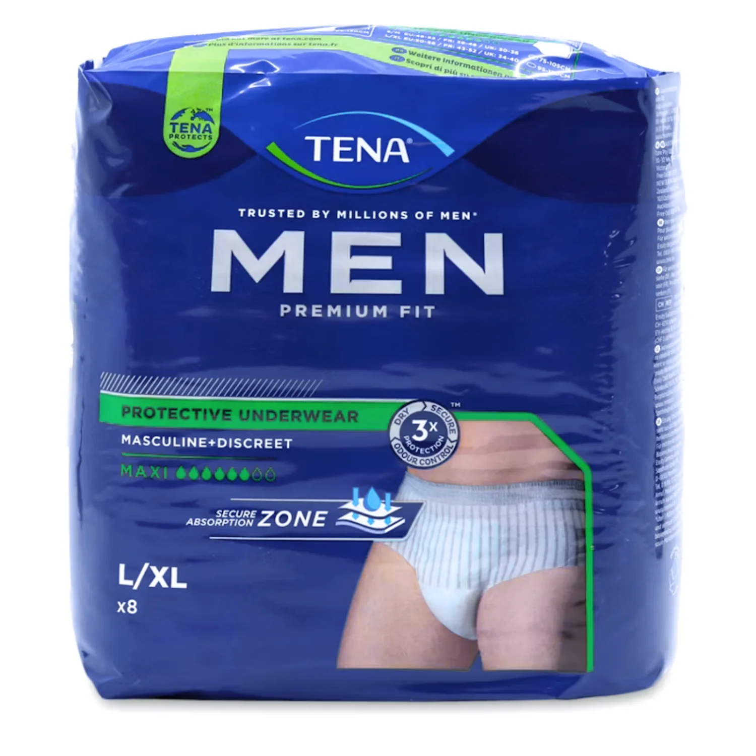 Tena Men Premium Fit Protective Underwear L/XL 8 Count