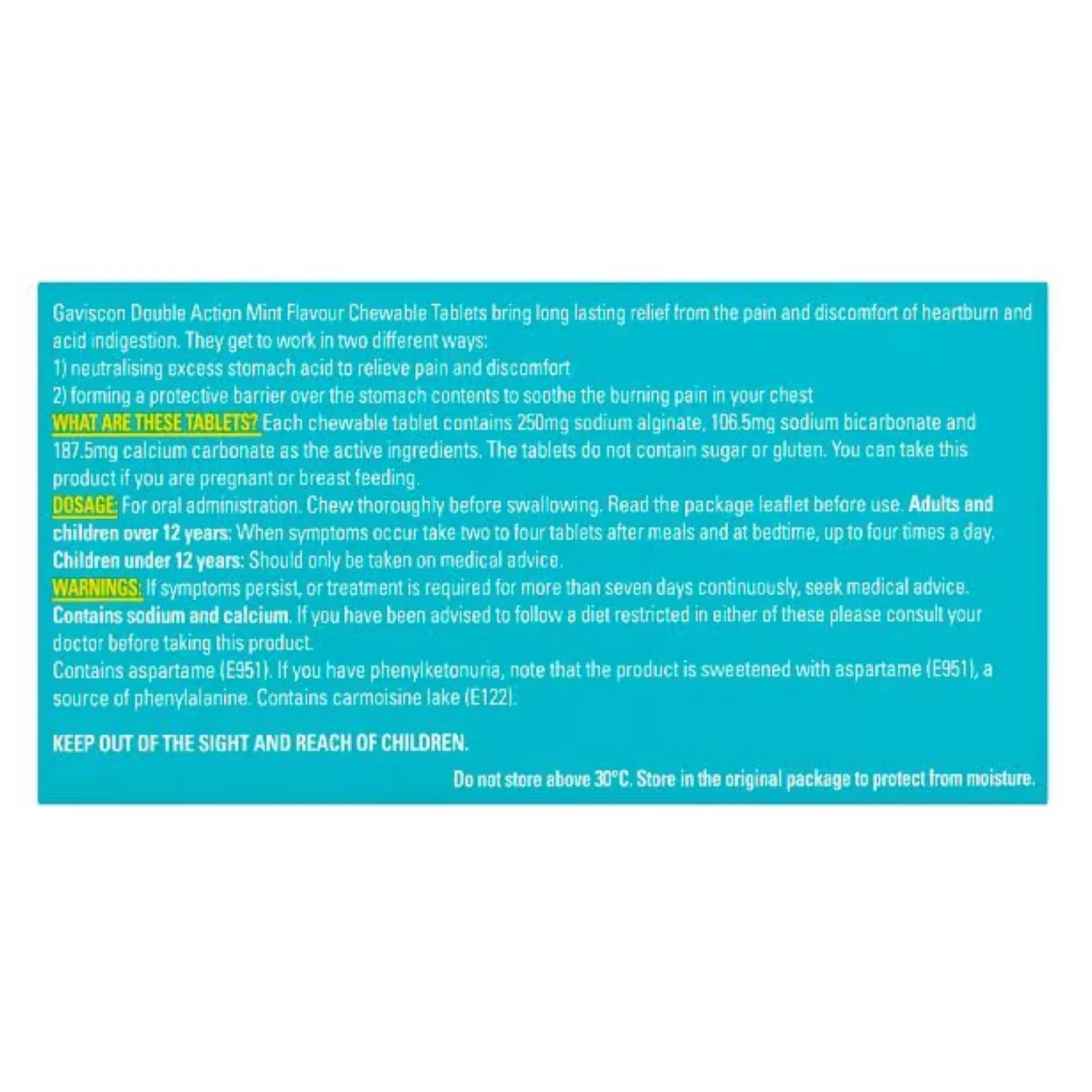 Gaviscon Double Action Mint Flavour – 48 Tablets