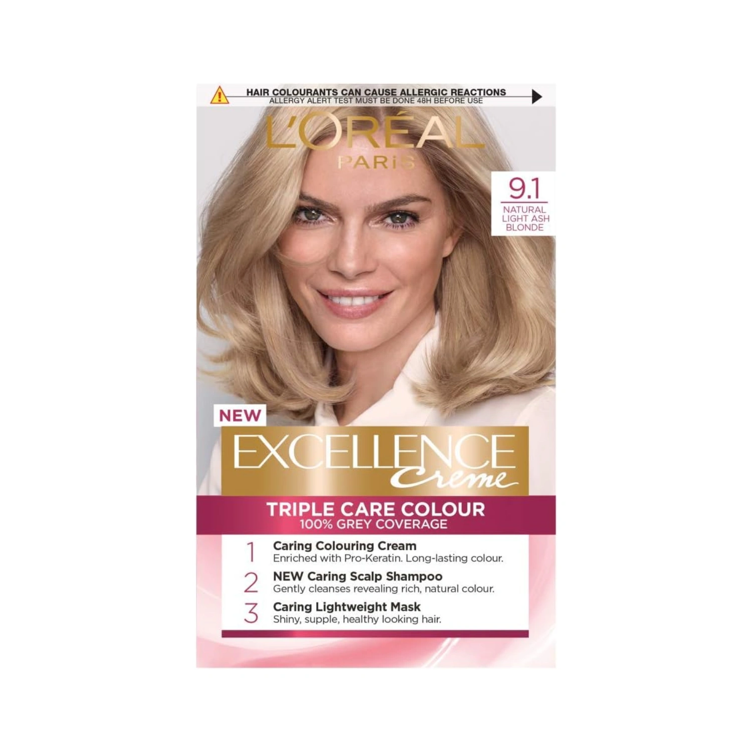 L'Oreal Excellence Creme 9.1 Light Ash Blonde Hair Dye -1