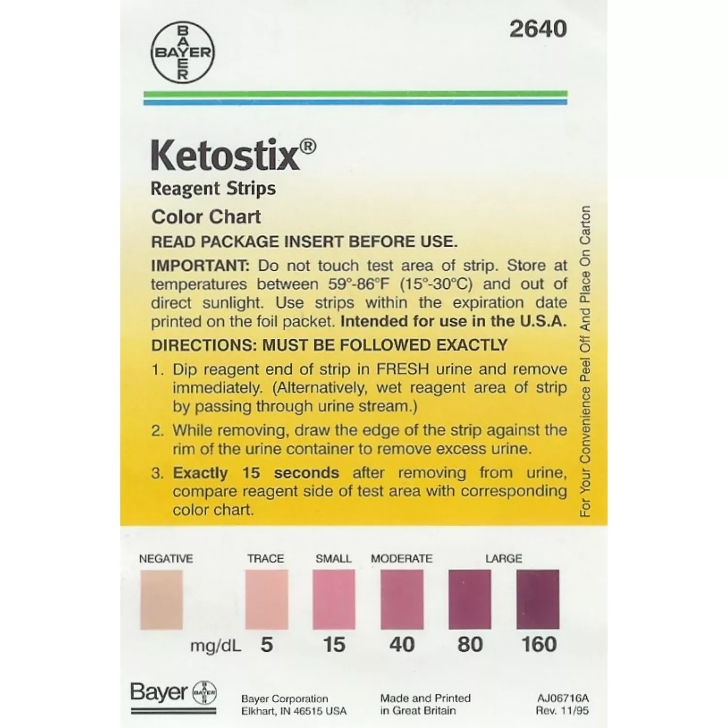 Ketostix Reagent Test Strips Ketone 50 stripes