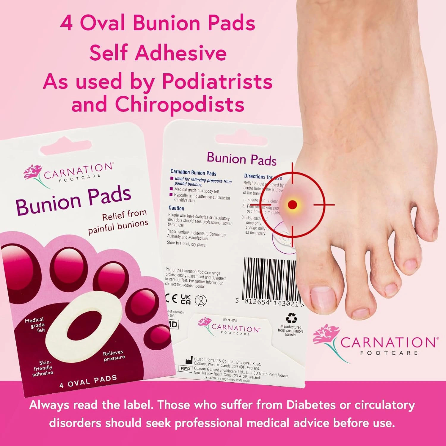 Carnation Bunion Pads – 4 Pads