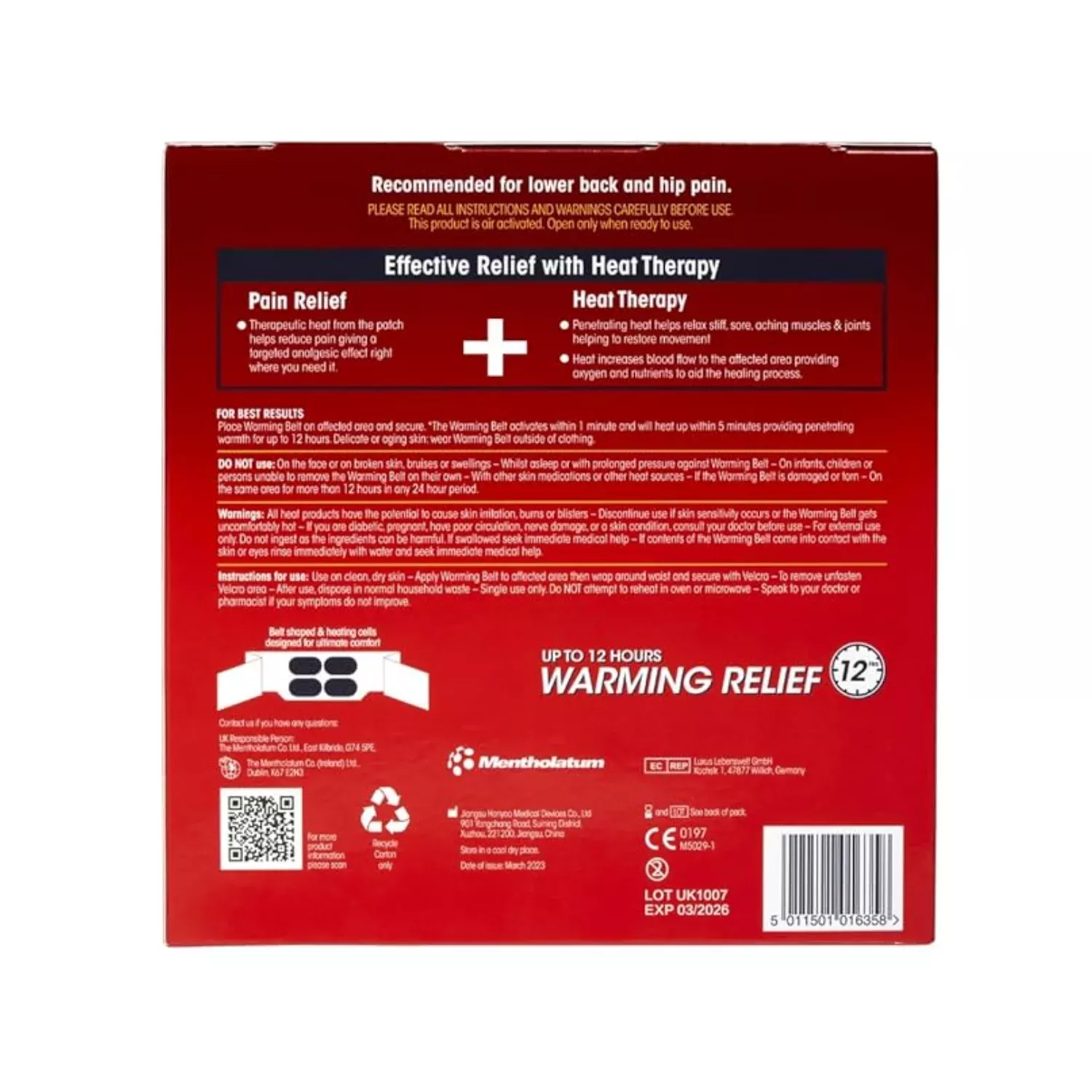 Deep Heat Warming Belt Long Lasing Pain Relief 2 Belt