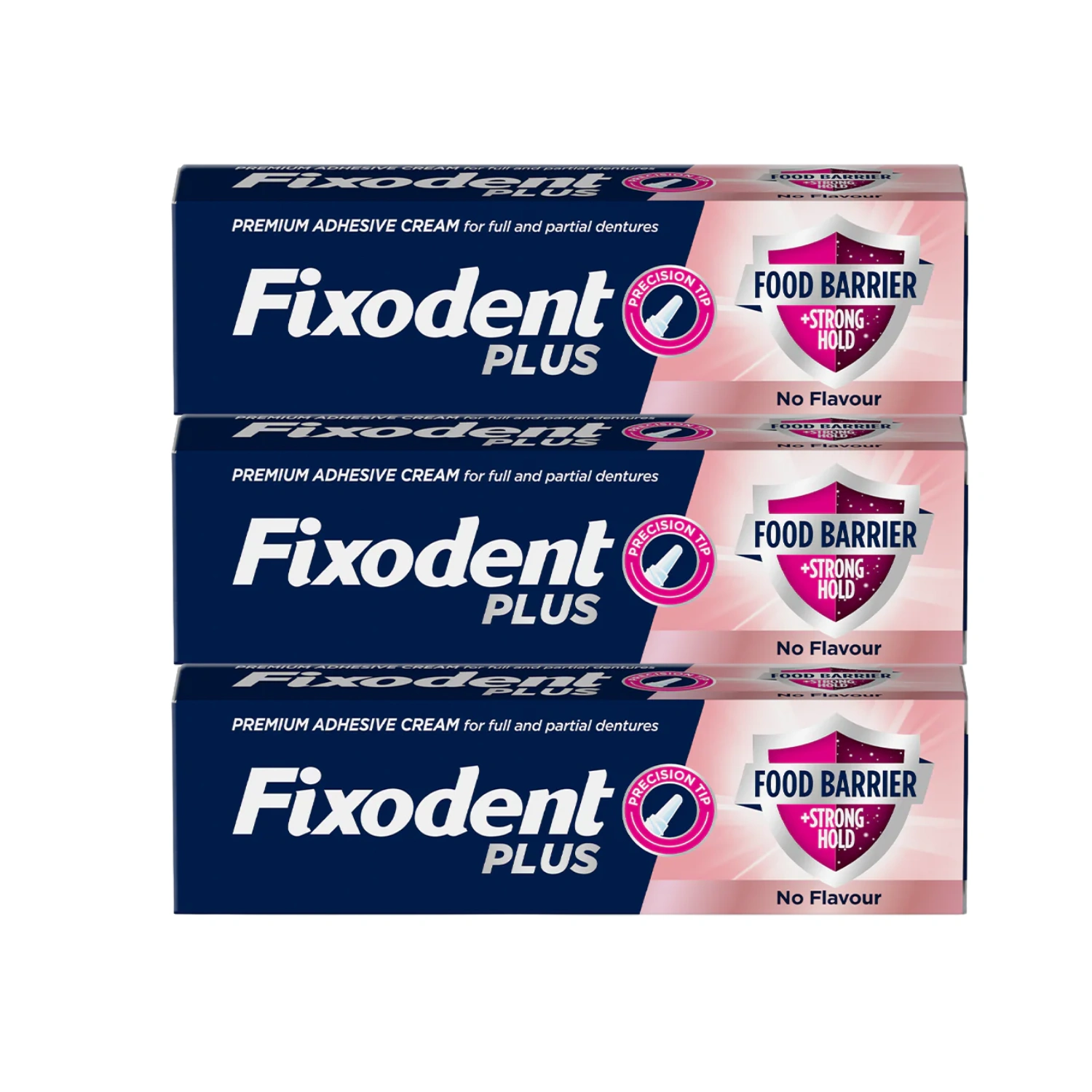 3x Fixodent Plus Premium Adhesive Cream 40g