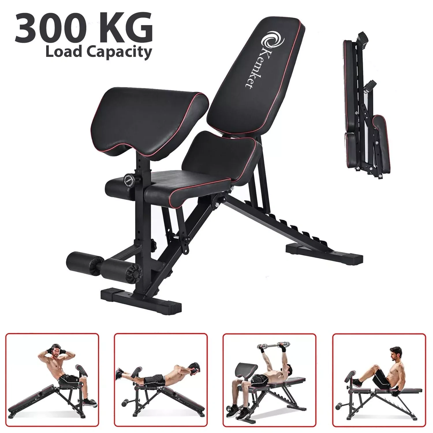 Kemket Adjustable Weight Bench for Full Body Workout, Foldable sit up Bench