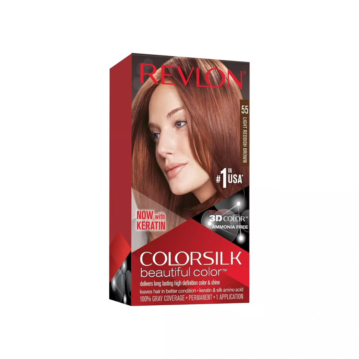 Revlon Colorsilk Beautiful Color Permanent Hair Color – Light Reddish Brown 55