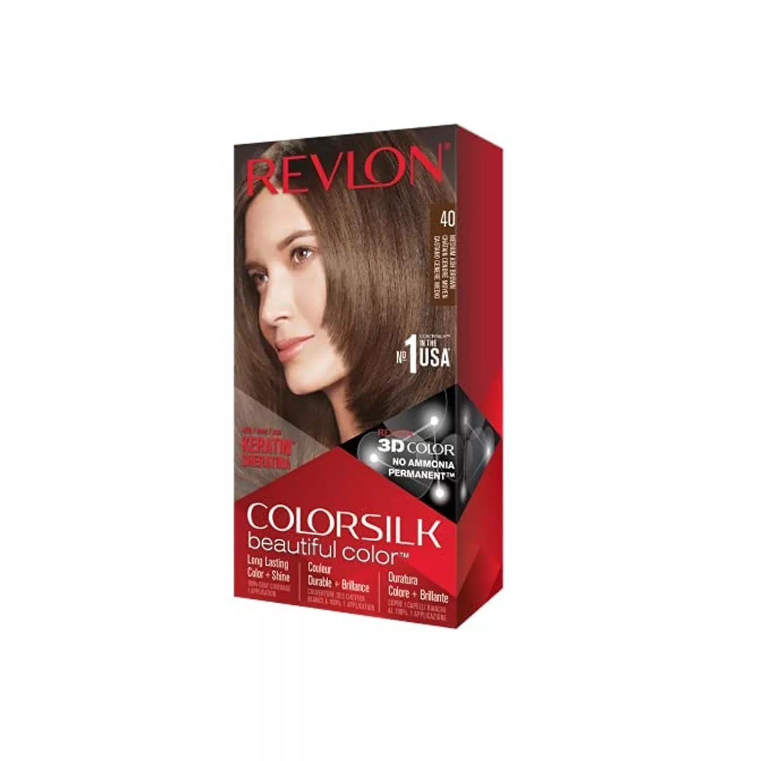 Revlon Colorsilk Beautiful Color Permanent Hair Color – Medium Ash Brown 40