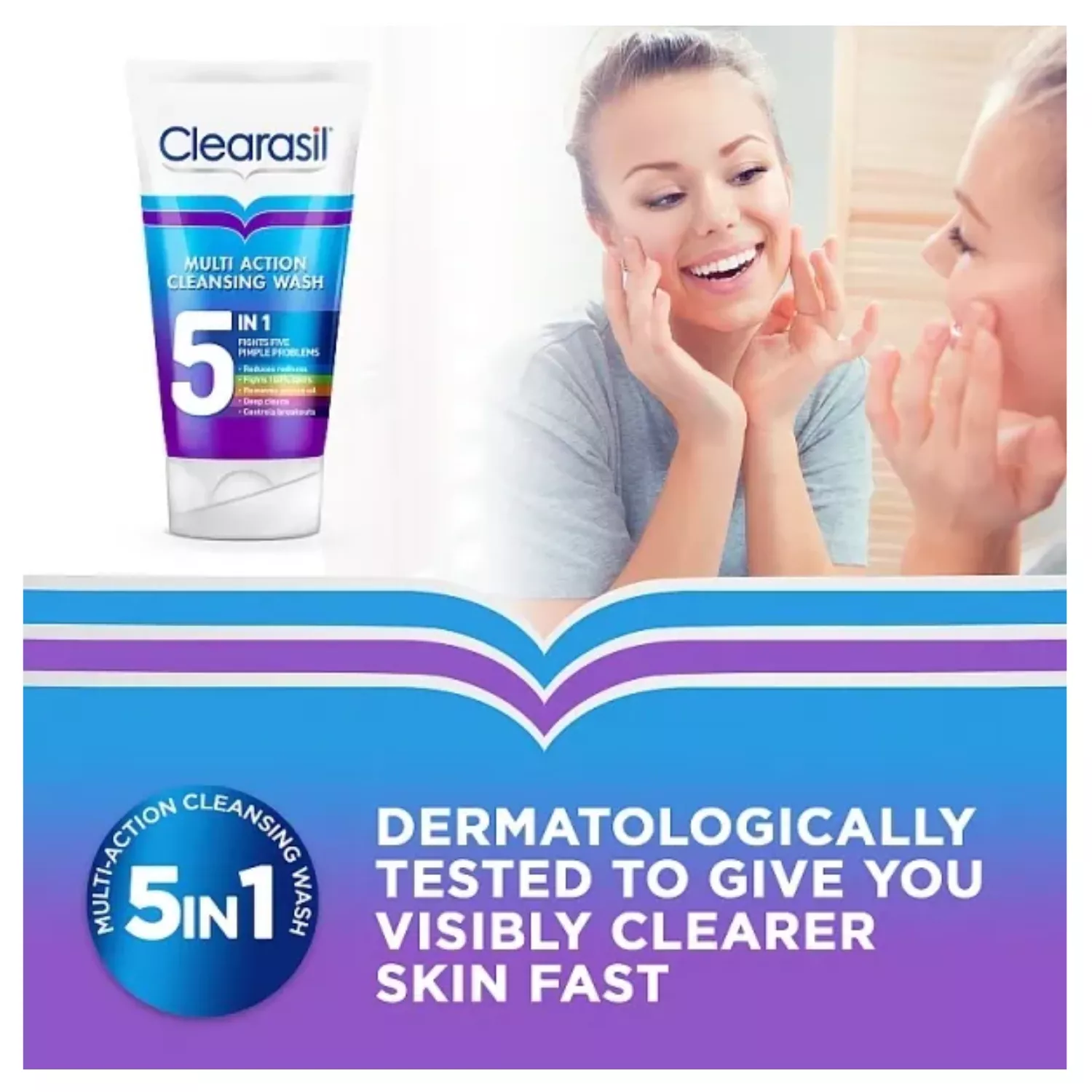 Clearasil 5 in 1 Multi-Action Acne Face Wash 150ml