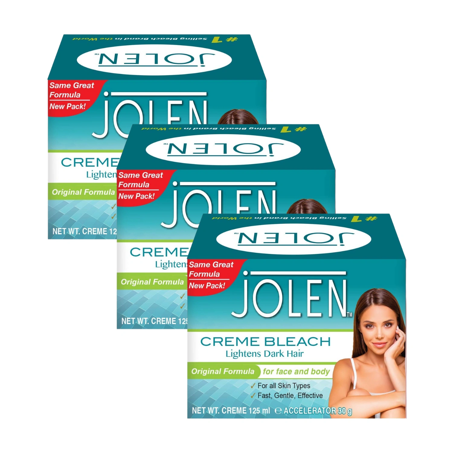 Jolen Creme Bleach Lightens Dark Hair. Original Formula for Face and Body Hair 125ml (Pack Of 3)