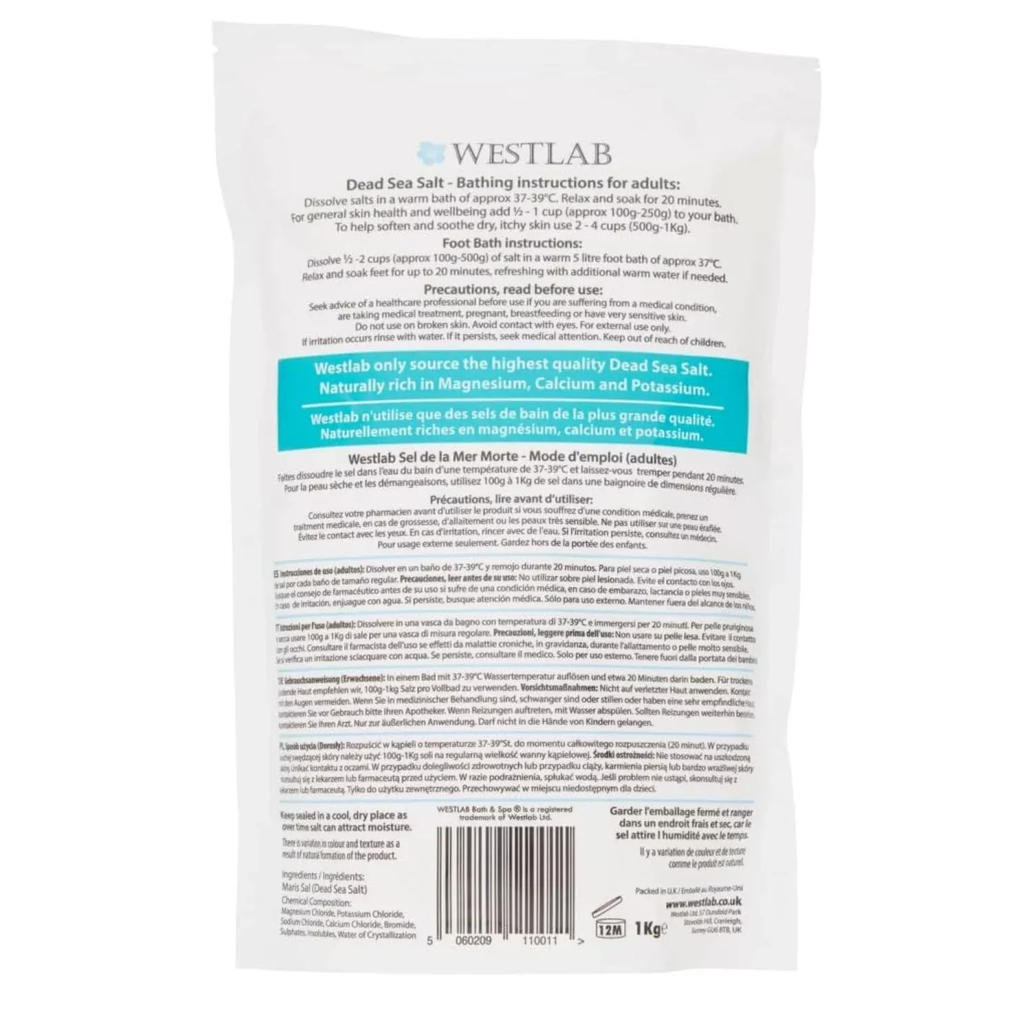 Westlab dead sea bath salt 1kg 2