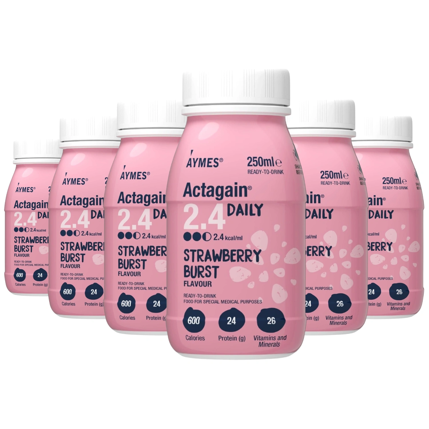 Aymes Actagain 2.4 Daily Strawberry Burst 250ml – Pack of 6