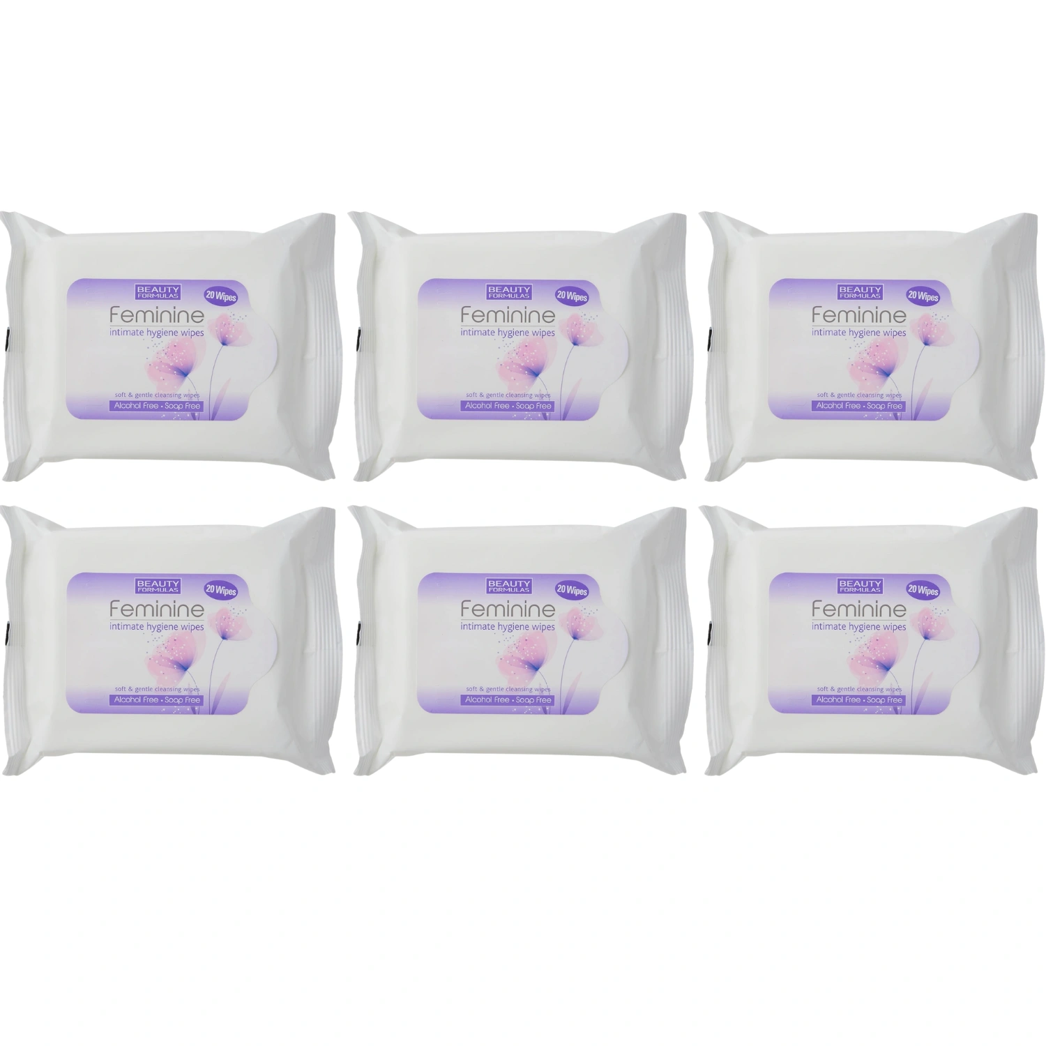 Beauty Formulas Feminine Intimate Hygiene Wipes 20 Count – Pack of 6